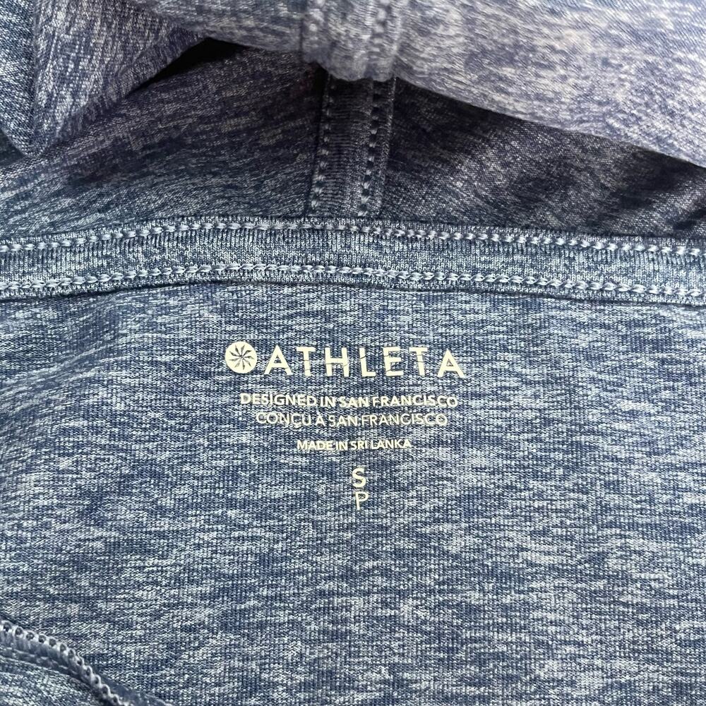 Athleta Heathered Blue Athletic Hooded Long Sleeve Top‎ Size Small - Picture 6 of 8